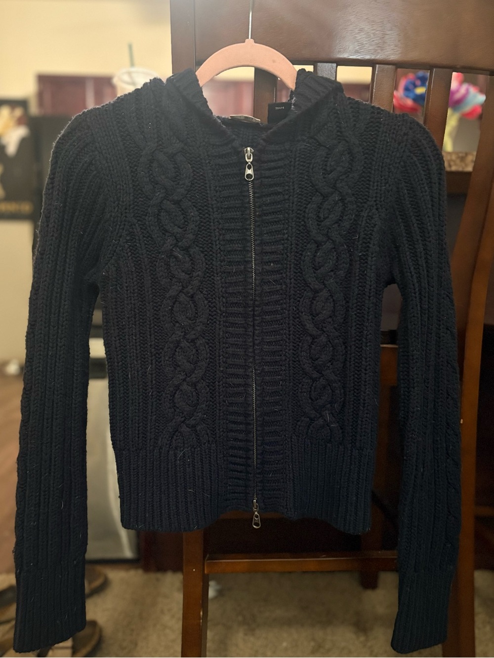 Arizona Jean Company Navy Cable-Knit Zip Hoodie